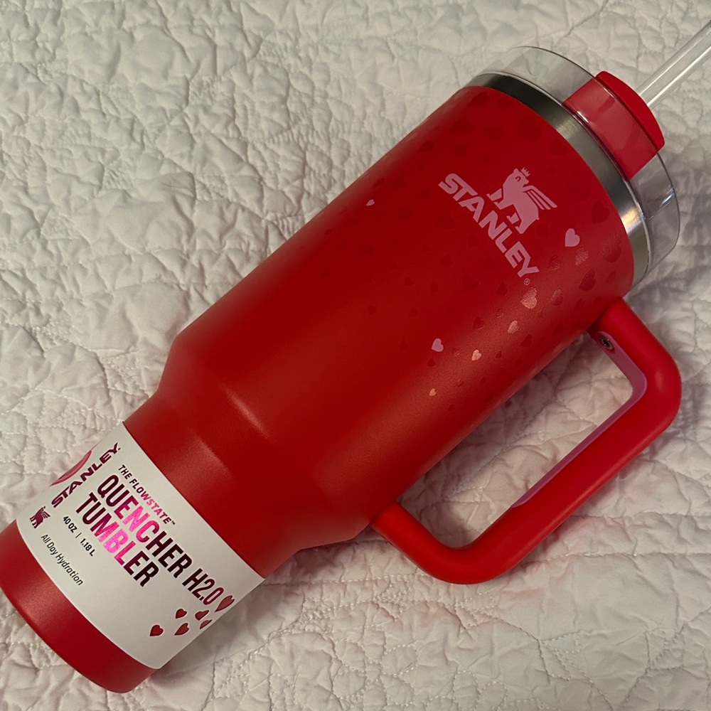 Stanley 2025 Target Red Valentine’s Day 40 oz Straw Tumbler New pink Hearts